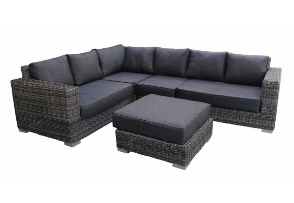 Hoek Loungeset King | 4-delig | Dark Grey | Rond Wicker - Showroom