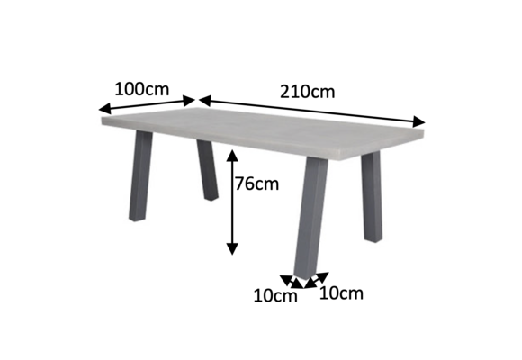 7-delige tuinset | 6 Delia stoelen Black | 210x100cm Rock tuintafel