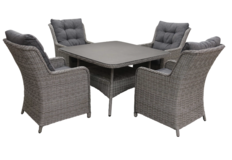 5-delige vierkante tuinset | 4 Dublin tuinstoelen | 115x115cm tuintafel