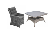 5-delige vierkante tuinset | 4 Dublin tuinstoelen | 115x115cm tuintafel