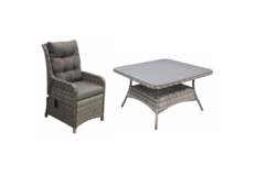 5-delige vierkante tuinset | 4 Dublin verstelbare stoelen | 115x115cm tuintafel