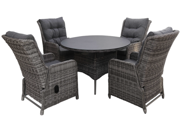 5-delige vierkante tuinset | 4 Dublin verstelbare stoelen (AG) | 115x115cm tuintafel