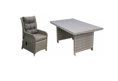 5-delige tuinset | 4 Dublin verstelbare stoelen | 145cm tuintafel