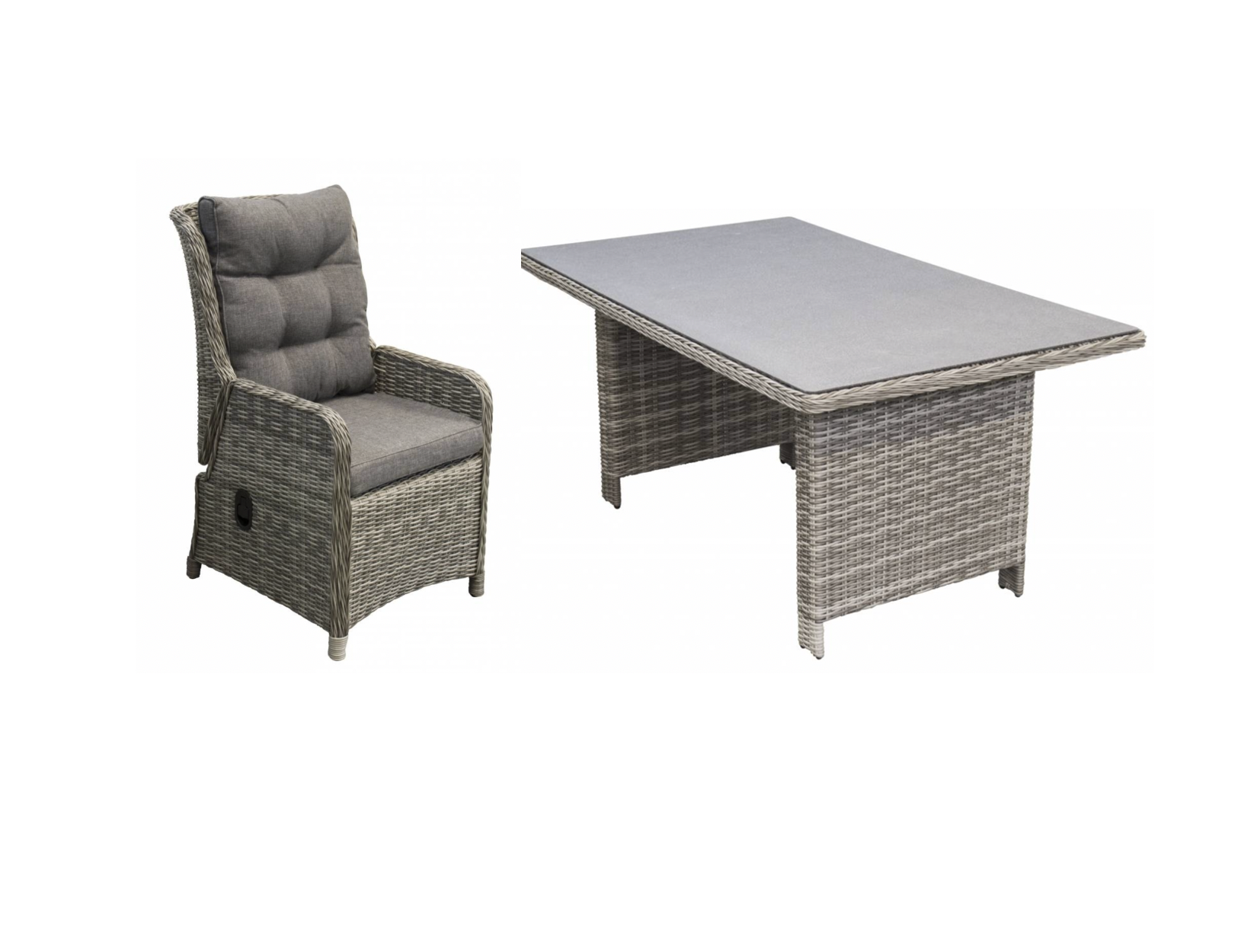 4 Seizoenen Tuinmeubelen 5-delige tuinset | 4 Dublin verstelbare stoelen (AG) | 145cm tuintafel