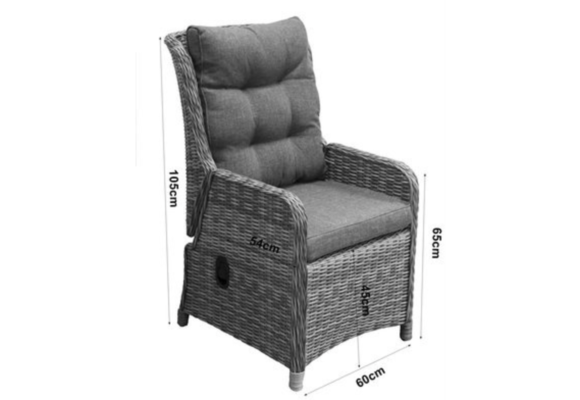 5-delige tuinset | 4 Dublin verstelbare stoelen (AG) | 145cm tuintafel