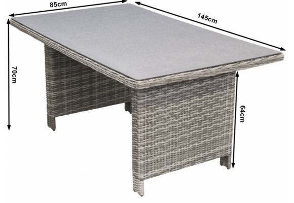 5-delige tuinset | 4 Dublin verstelbare stoelen (AG) | 145cm tuintafel