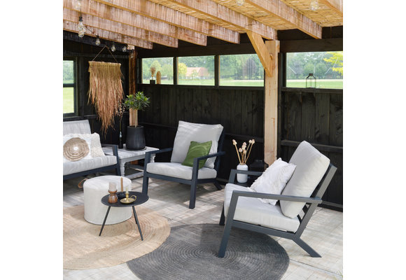 Loungebank Bezano | 2-persoons | Matt Black/Off White | Aluminium