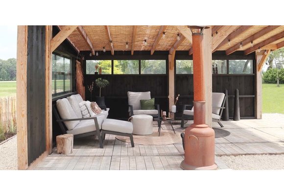 Loungebank Bezano | 2-persoons | Matt Black/Off White | Aluminium