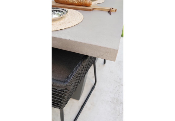 7-delige tuinset | 6 Pisa stoelen Black | 210x100cm Rock tuintafel