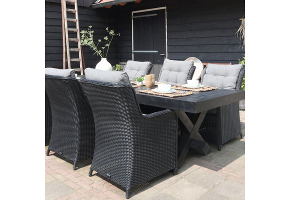 7-delige tuinset | 6 Dublin stoelen BL | 210x100cm Rock tuintafel