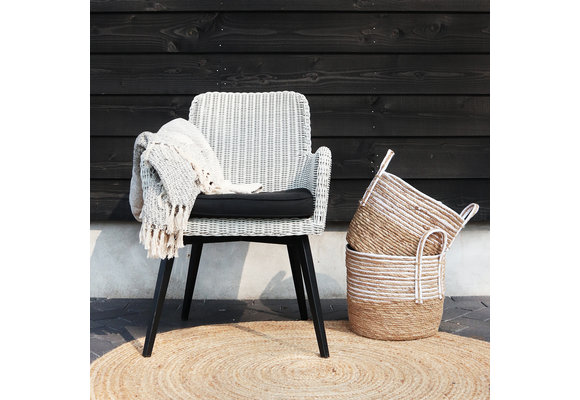 5-delige tuinset | 4 Pisa stoelen (White) | 180cm Cyprus tuintafel (Grey)