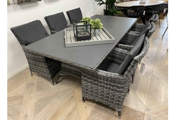 5-delige tuinset | 4 Utah tuinstoelen (Antraciet) | 160cm tuintafel (Spraystone)