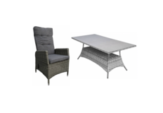 5-delige tuinset | 4 Kos verstelbare tuinstoelen | 180cm tuintafel