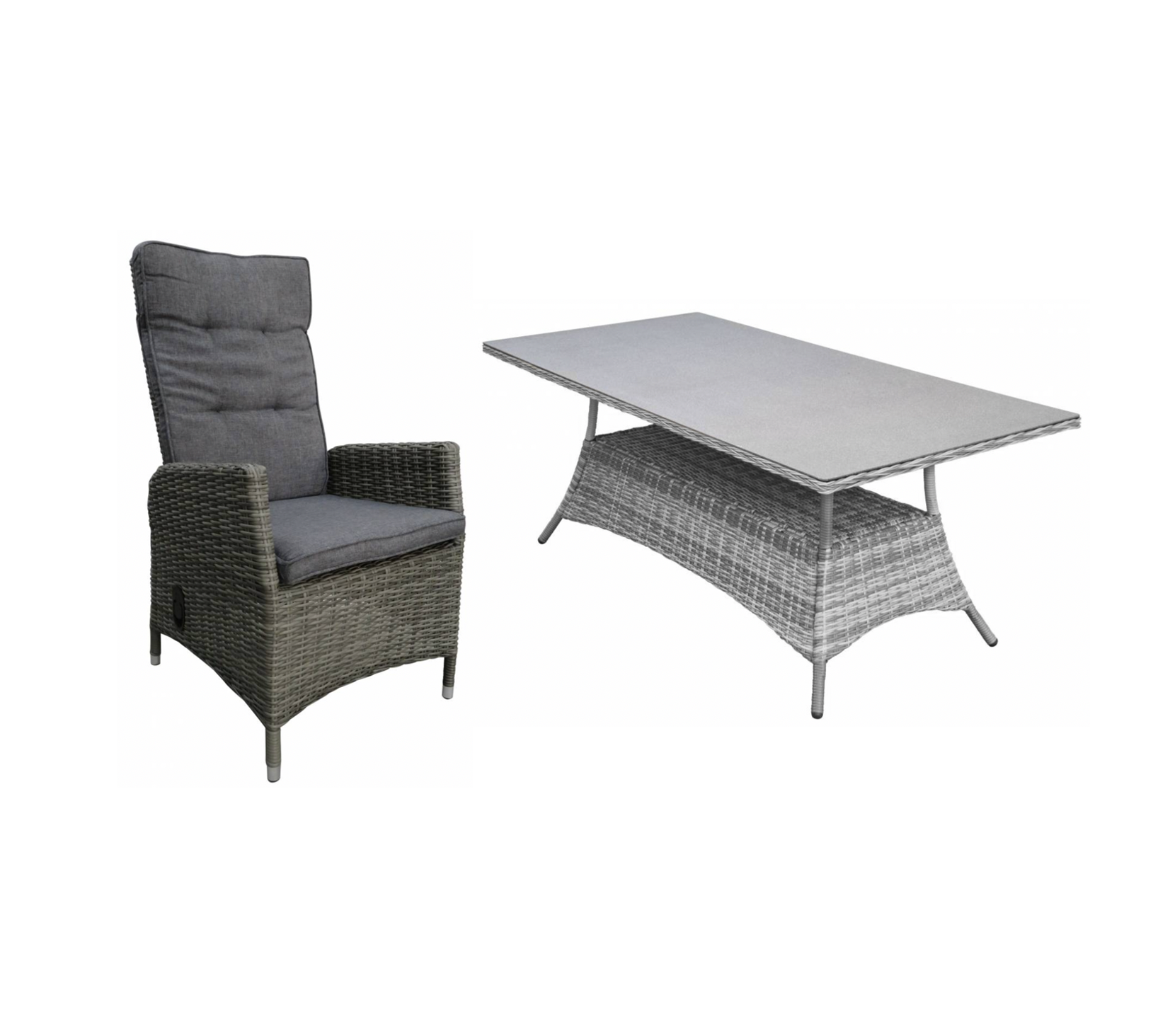 4 Seizoenen Tuinmeubelen 5-delige tuinset | 4 Kos verstelbare tuinstoelen (AG) | 180cm tuintafel (Keramiek)