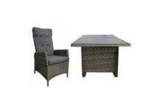 7-delige tuinset | 6 Kos verstelbare tuinstoelen | 230cm tuintafel