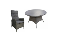 5-delige ronde tuinset | 4 Kos verstelbare tuinstoelen | ø120cm tuintafel