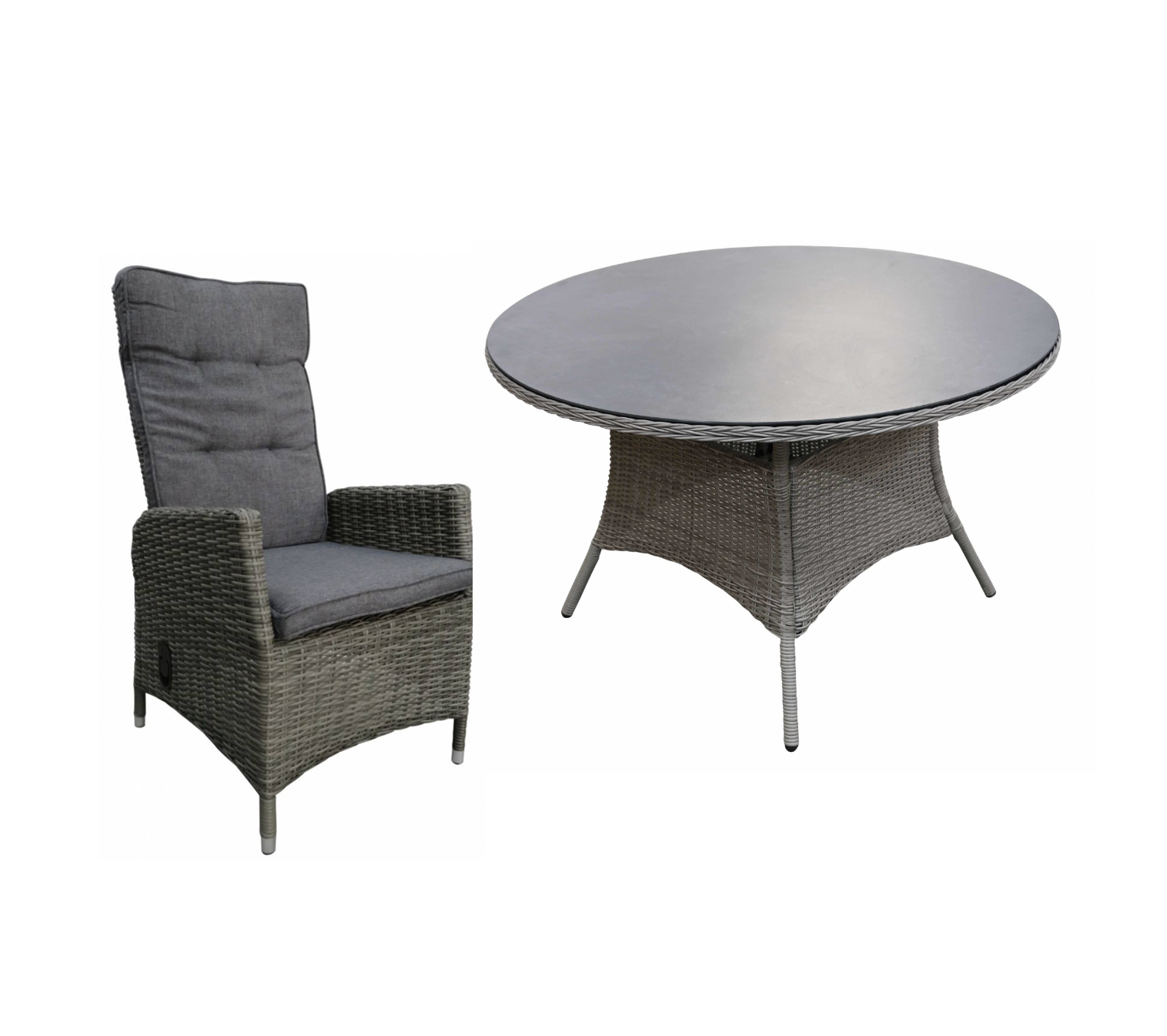 4 Seizoenen Tuinmeubelen 5-delige ronde tuinset | 4 Kos verstelbare tuinstoelen (AG) | ø120cm tuintafel (Keramiek)