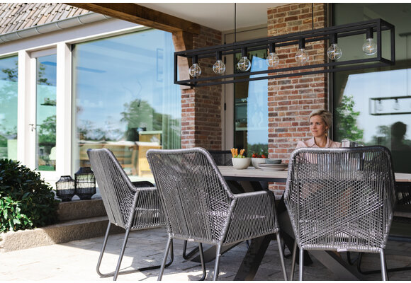 5-delige tuinset | 4 Mona tuinstoelen (Black) | 180cm ovale Cyprus tuintafel (Grey)