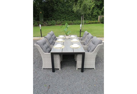 7-delige tuinset | 6 Dublin tuinstoelen (MG) | 220cm ovale Cyprus tuintafel (Grey)