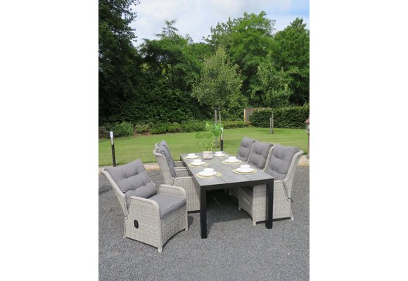 5-delige tuinset | 4 Dublin verstelbare stoelen (MG) | 180cm ovale Cyprus tuintafel (Grey)