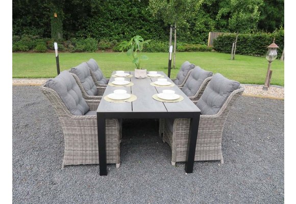 5-delige tuinset | 4 Dublin tuinstoelen (AG) | 160cm tuintafel (Keramiek)