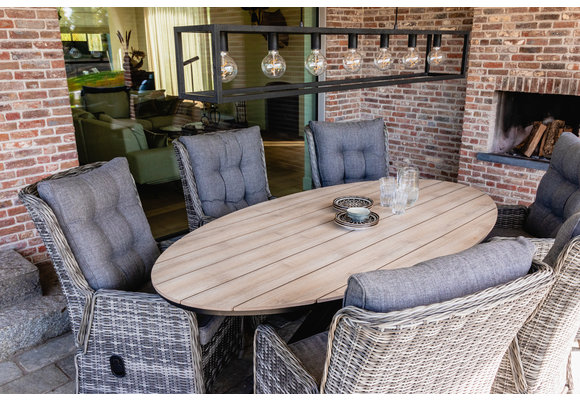 5-delige tuinset | 4 Dublin verstelbare stoelen (AG) | 160cm tuintafel (Keramiek)