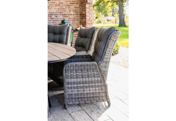 5-delige tuinset | 4 Dublin verstelbare stoelen (AG) | 160 of 180cm Cyprus tuintafel (Wood)