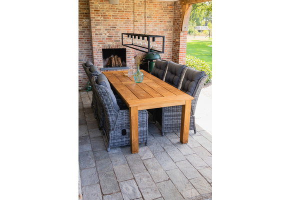 5-delige ronde tuinset | 4 Dublin verstelbare stoelen (AG) | ø120cm Ayra tuintafel (Teak)