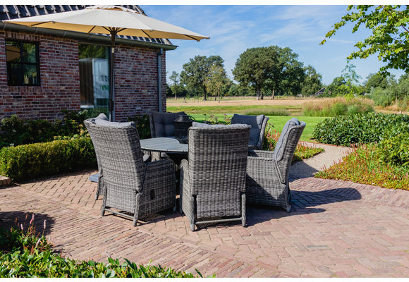 5-delige tuinset | 4 Dublin verstelbare stoelen (AG) | 180cm ovale Cyprus tuintafel (Grey)