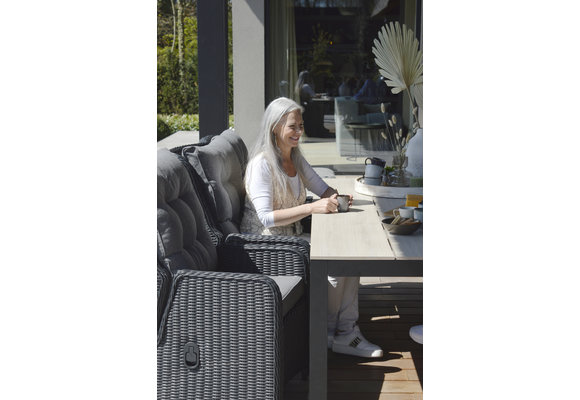 5-delige tuinset | 4 Dublin verstelbare stoelen (BL) | 160 of 180cm Cyprus tuintafel (Wood)