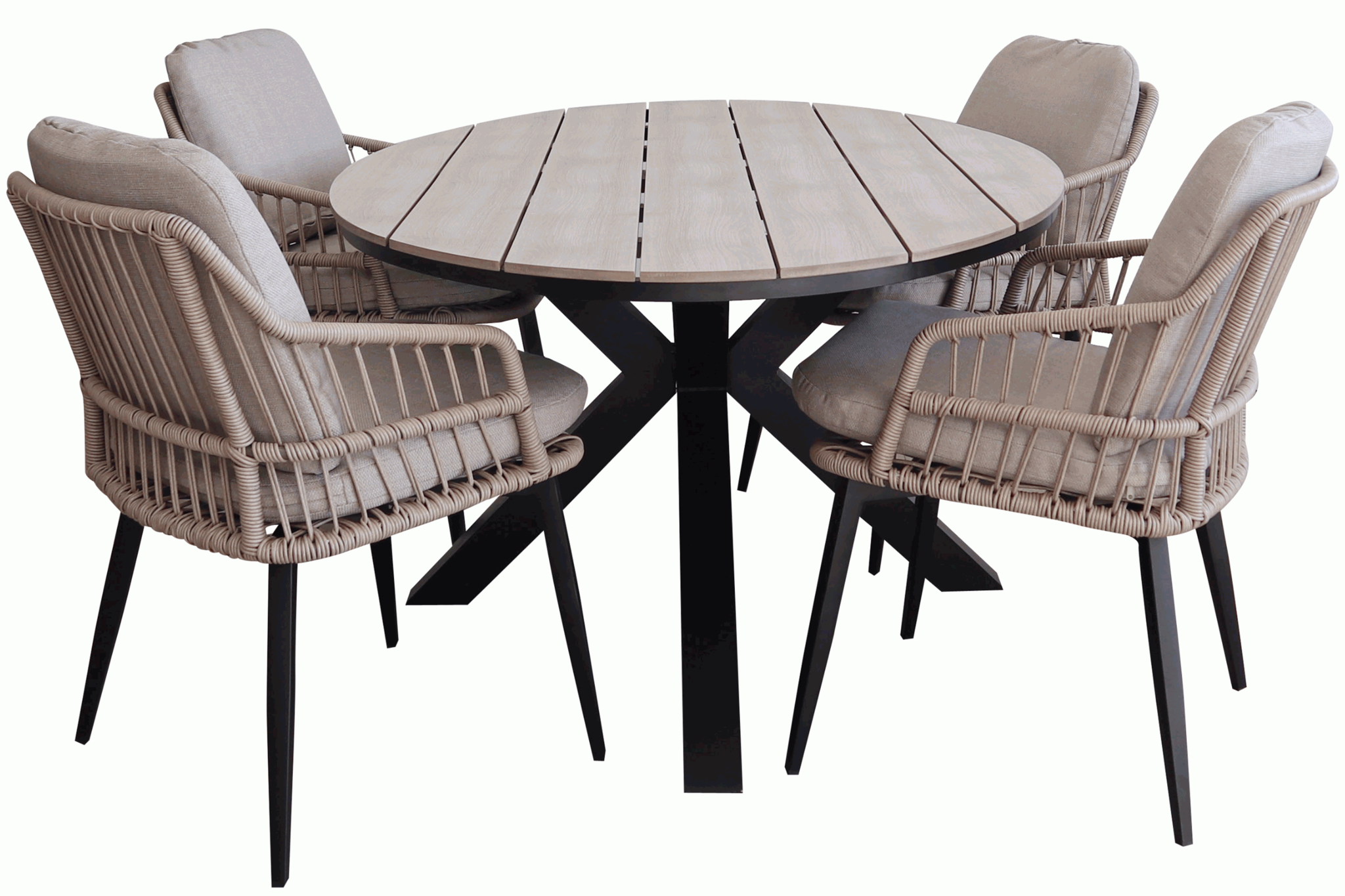 Aanbieding tuinset 4 personen met ovale tuintafel polywood