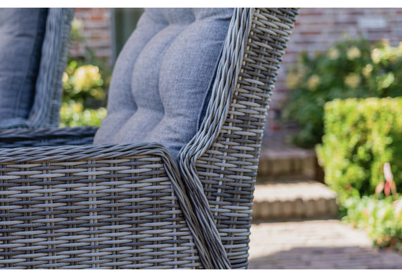 7-delige ronde tuinset | 6 Dublin verstelbare stoelen (AG) | ⌀150cm Cyprus tuintafel (Grey)