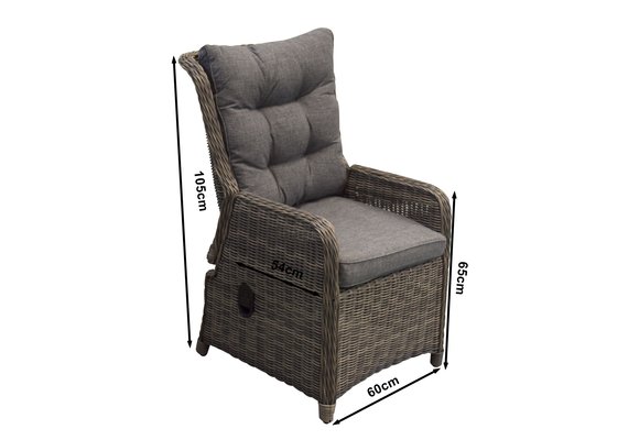 Verstelbare tuinstoel Dublin | Rond Wicker | Sweet Brown | Showroom