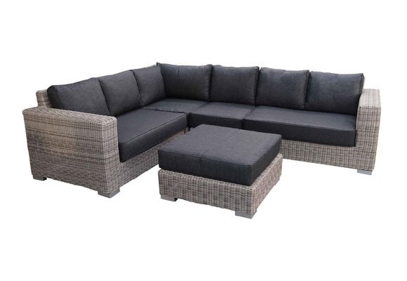 Hoek Loungeset King | 5-delig | Mystic Grey | Rond Wicker