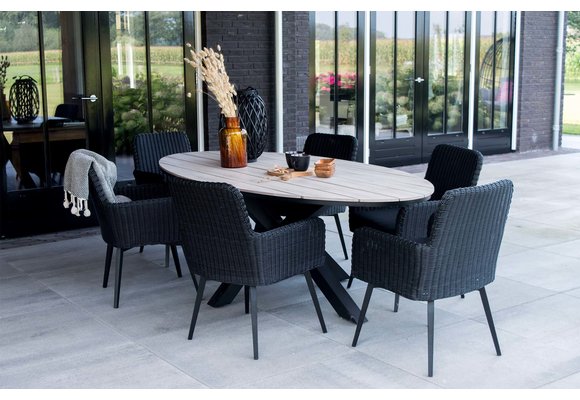 Dining tuinstoel Pisa | Black | Wicker