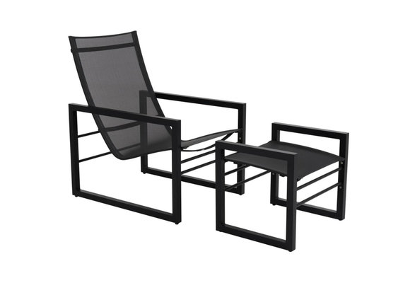 Loungestoel Vevi | Black | Aluminium & Textileen | Brafab