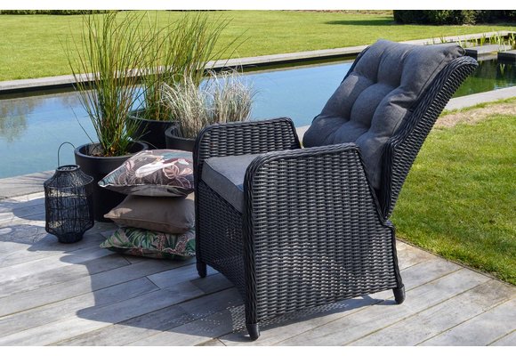 Verstelbare tuinstoel Dublin | Black | Wicker