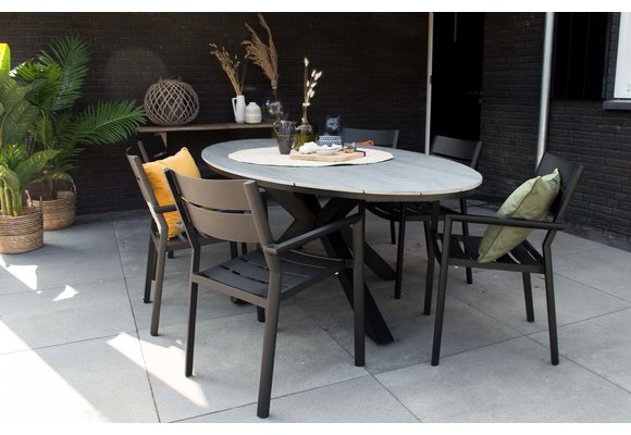 Stapelbare tuinstoel Delia | Antraciet | Aluminium | Brafab