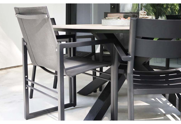 Dining tuinstoel Vevi | Black | Aluminium & Textileen | Brafab