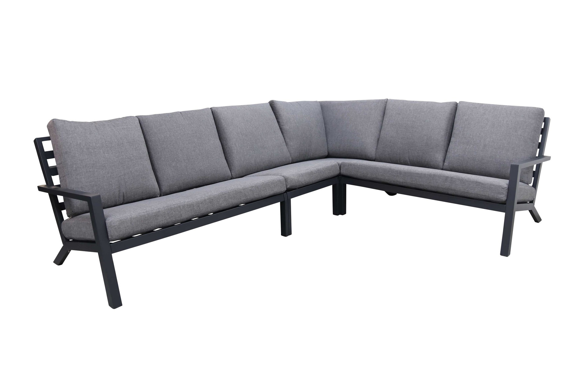 4 Seizoenen Tuinmeubelen Hoek Loungebank Bezano | 4-delig | Matt Black/Grey | Aluminium