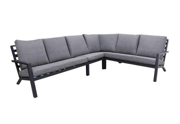 Hoek Loungebank Bezano | 4-delig | Matt Black/Grey | Aluminium