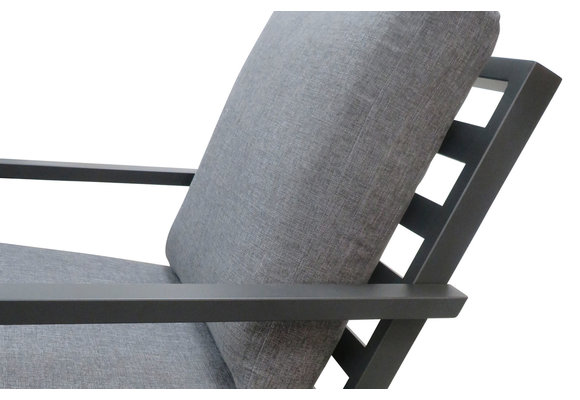 Stoel-bank Loungeset Bezano | met 2-persoonsbank | Matt Black/Grey |  Aluminium