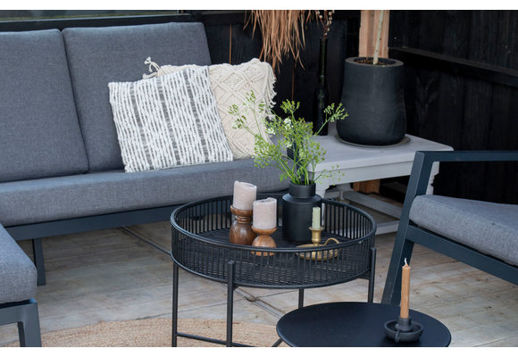 Stoel-bank Loungeset Bezano | met 2-persoonsbank | Matt Black/Grey |  Aluminium