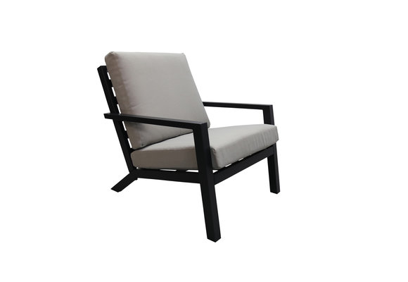 Stoel-bank Loungeset Bezano | met 3-persoonsbank | Matt Black/Off White | Aluminium