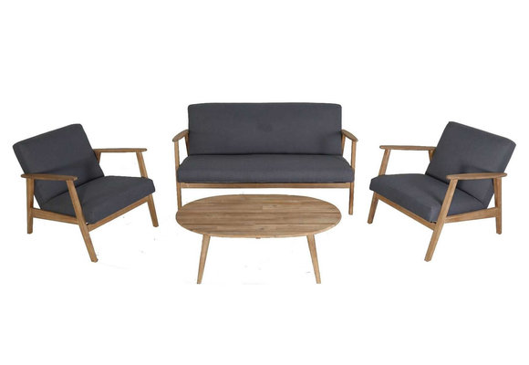 4-delige Loungeset Narvik | Grey | Acacia Hout | Eurofar