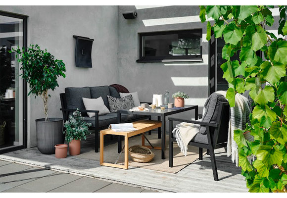 Hoek Loungeset Rana | Rechts | Matt Black | Aluminium