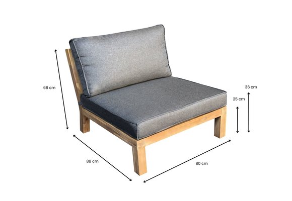 Middenelement Kent | Loungestoel | Grey | Acacia