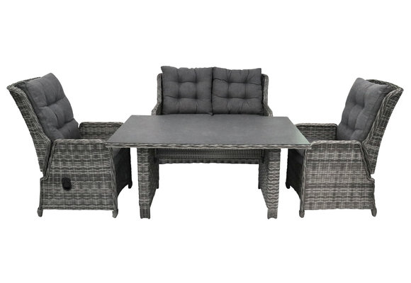 Stoel-bank verstelbare Lounge dining set Dublin | met 2-persoonsbank | Ash Grey | Wicker