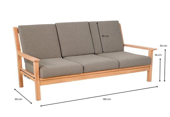 Loungebank 3-zits | 180cm | Teakhout