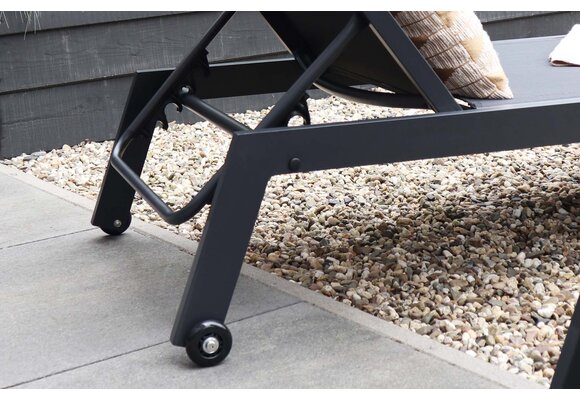 Ligbed Bonaire | Black | Aluminium & Textileen | Stapelbaar